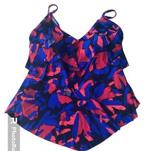 Aqua Green Tiered Tankini Top Small Adjustable Strap Blue Red Black New